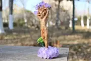 6.4" Natural amethyst Life Tree Resin man reiki Crystal Decor carved gift 1pc