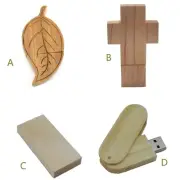 32GB 64GB Wooden Cross Leaf Swivel Rectangle Wood USB Flash Drive Memory Stick
