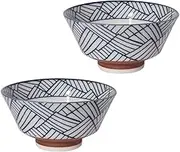 Minoru Pottery Mino Ware Juju, 130 Rice Bowl, Ajiro Pattern, Set of 2