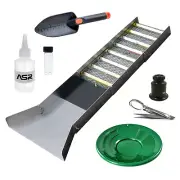ASR Outdoor Sluice Box Gold Prospecting Kit Pan Vial Snifter Trowel Tweezer 7pc