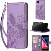 KENHONER Phone Case for iPhone 7 / iPhone 8 Case, Premium Leather Shockproof Protective Wallte Cover compatible iPhone SE2 (2020) / SE3 (2022) Purple