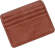 [gANGJI] Portable Card Holder Coin Purse Small Leather Zipper Card Case Card Holder Portable Card Holder