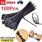 100xCable Ties Zip Ties Nylon UV Stabilised Plastic Electrical Wire Self Locking