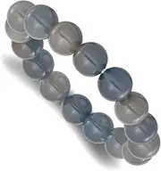 [JewelryWeb] Grey Agate 12mm Beaded Stretch Bracelet-Stretch-Bracelet for Women
