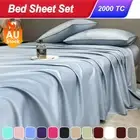 2000TC 4pieces Fitted Flat Sheet Set Bed Soft Single/Double/Queen/King/KS Size