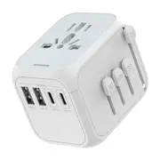 5A 3USB Port Type & C Outlet Converter Plug Power Universal Travel Adapter White