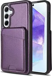 [Asuwish] Mobile Phone Case for Samsung Galaxy A55 5G Case with Card Slot Foldable Leather Wallet Stand A 55 55A A555G Mobile Phone Cases Cover Mobile Phone Cases Protective Phone Case Purple