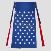 Handmade Traditional American Flag Utility Kilt For Men Custom Size Kilt
