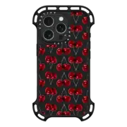iPhone 16 Pro Ultra Bounce Case MagSafe Compatible Modern Cherries Red and Gray Fruity Pattern on Charcoal Black