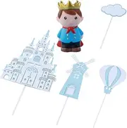 Prince Happy Birthday Cake Toppers for Boys 5PCS Prince Doll Cup Cake Toppers,Prince Cupcake Toppers for Boy's Birthday Cake Decorations Prince Party Supplies for Boys and Kids