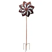 7 Ft Arrow Flower Design Spinning Kinetic Garden Windmill Spinner - Brown