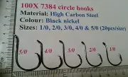 100x Mixed Chemically sharpened octopus offset circle hooks 5/0,4/0,3/0,2/0 &1/0