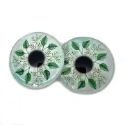 Pair Green Nature Leaves Glass Eyes Jewelry Dolls Taxidermy Flatback Cabochons