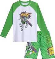 [Disney] Boys Rash Guard Set - 2 Piece Mickey Mouse, Cars Lighting McQueen, and Buzz Lightyear UP50+ Swim Set for Boys (2T-7)