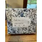 NEW Park View Collection Blue Black Rose Floral Print King Size Bed Sheet Set