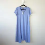 Chico’s Shoshoni Midi Dress V Neck French Hydrangea Blue Size 1/Medium NWT’s