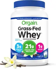 Orgain Whey Protein Powder, Vanilla Bean- 21G Grass Fed Dairy Protein, 5G Bcaas,