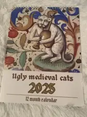 2025 PAWS Cute Funny Cat Calendar Calender Wall Calendar Office
