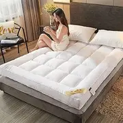 Japanese Futon Mattress,Extra Thick Futons Sofa Couch Bed,Ultra Soft Fluffy Queen Floor Mattress Thicken Sleeping Mattress Foldable & Portable Roll up Tatami Mattress(White,Cal.King)