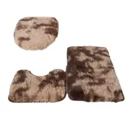 Antislip Washable 3Pc Bathroom Mat Set Fluffy Toilet Cover Pedestal Rug Bath Mat