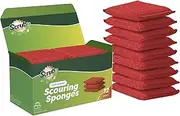 [SCRUBIT] Multi-Purpose Dish Scrub Sponge, Non Scratch Scouring Pads, Cleaning Sponges for pots, Dishes & Non-Stick Cookware - Pot Scrubber Sponges for Kitchen & Bathroom - 12 Pack Dish Sponge (Red)
