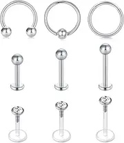 [Briana Williams] Push in Lip Bars Labret Studs Threadless Tragus Helix Earrings 16G Stainless Steel Piercing Jewellery