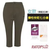 在飛比找momo購物網優惠-【RATOPS】女 彈性快乾七分褲_側配拉鍊.吸溼排汗平織休