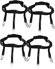 [COMPUKAS] 4pcs Adjustable Unisex Non Slip Shirt Stays Garters with Strong Metal Clips for Keeping Shirts Tucked Elastic Belt for Men and Women Essential Tucking