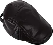 [DEARMAMY] Color Block Warm Forward Hat Newsboy Hats for Men Old Man Hat Men Hiking Hat Newsboy Cap for Men Fish Hat Color-Blocked Elderly Men Driving Cap News Boy Caps Pu Leather Black