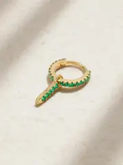 [MARIA TASH] MARIA TASH - Eternity Bar 6.5mm 18-karat Gold, Diamond And Emerald Single Hoop Earring - One size One size Gold