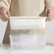 1 Set of Reusable Kitchen Strainer Colander Bowl Double-Layer Fruits Vegetable