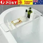 Expandable White Bath Caddy Holder Tray Over Bathtub Rack Support Spa Bathroom