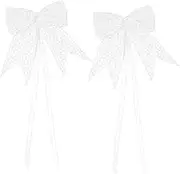 2pcs Satin Ribbon Bows Hair Bow Decorations for Craft Party Wedding Mini Bows Elegant Bow for Craft Display