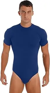 [Yhong] Men One Piece Short Sleeve Undershirt Press Skinny Jumpsuit Button Crotch T-shirt Bodysuit Romper