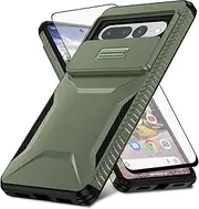 Asuwish Phone Case for Google Pixel 7 Pro 5G with Screen Protector and Slide Camera Cover Slim Rugged Hybrid Shockproof Protective Cell Accessories Pixel7Pro Pixel7 XL Seven 7Pro 6.7 Men Army Green