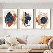 Blue Orange and Gold 3 sets Canvas Wall Art