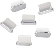 BIUDECO 6pcs Type C Dust Plugs Stylish Silver Charging Port Protectors Durable and Effortless Fit for USB C Devices Prevent Fluff and Debris from Entering Ports