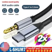 2x Type C to 3.5mm Jack Cable Car Stereo Audio Aux Adapter For iPhone 15 Samsung