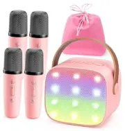 Mini Karaoke Machine for Kids Adults: Portable Loud Speaker with 4 Wireless