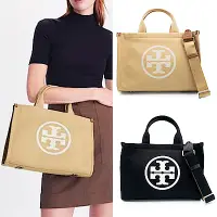 在飛比找Yahoo奇摩購物中心優惠-TORY BURCH ELLA 大LOGO帆布兩用托特包