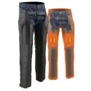 Milwaukee Leather MLM5513 Men's Black 'Heated' Leather Chaps Zippered Pockets
