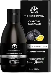 The Man Company Charcoal Face Wash For Oily Skin Acne Face Wash (3.3 Oz) Purifying Mens Facial Wash, Deep Pore Cleanser Charcoal Cleanser With Argan Oil & Ylang Ylang Paraben Free