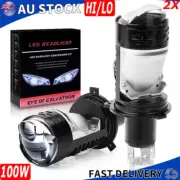 2x H4 9003 100W Mini Bi-LED Projector Lens Headlight Globes Bulbs Hi/Lo Retrofit