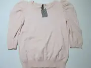 NWT H&M Womens Size 6 Sweater Light Pink 3/4 Sleeve Round Neck Pullover Casual