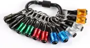 pc Portable Bit holder Keychain, 1/4in Hex Shank Screwdriver 12 Black Carabiner