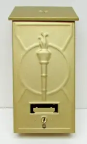 Vintage Fulton B-128 Locking Letter Drop Mailbox brass finish USA NOS NIB