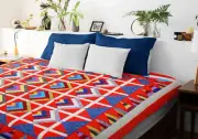 Unique patchwork Chevron Stripe FINISHED QUILT - Great Scrap Quilt Look