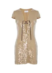 16 Arlington Seer Sequin Mini Dress - Beige - 8 8