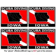 IOWA SCUBA DIVING Flag-Map Shape USA Rectangular Stickers, Decals 50mm (2") x4