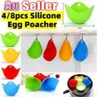 4x Silicone Egg Poacher Cooker Boil Poaching Pod Pan Poached Cups Moulds Kitchen